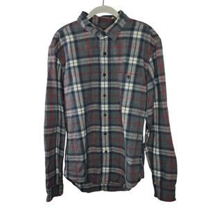 J. Crew Mercantile Flex Plaid Button-Up Shirt Elbow Patches Size Large